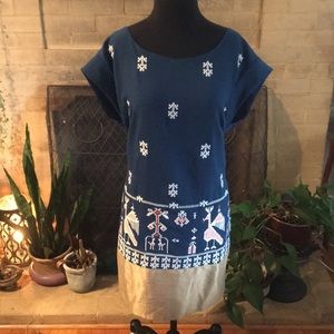 Teal Dress with embroidery